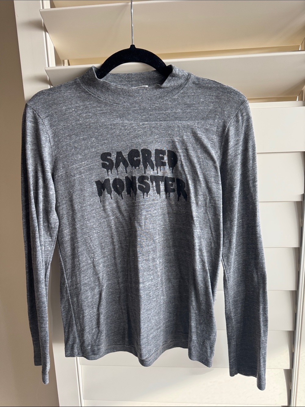 Alexa Chung for AG Grey Long Sleeve ‘SACRED MONSTER’ Graphic Tee!🩶🖤🩶🖤🩶🖤